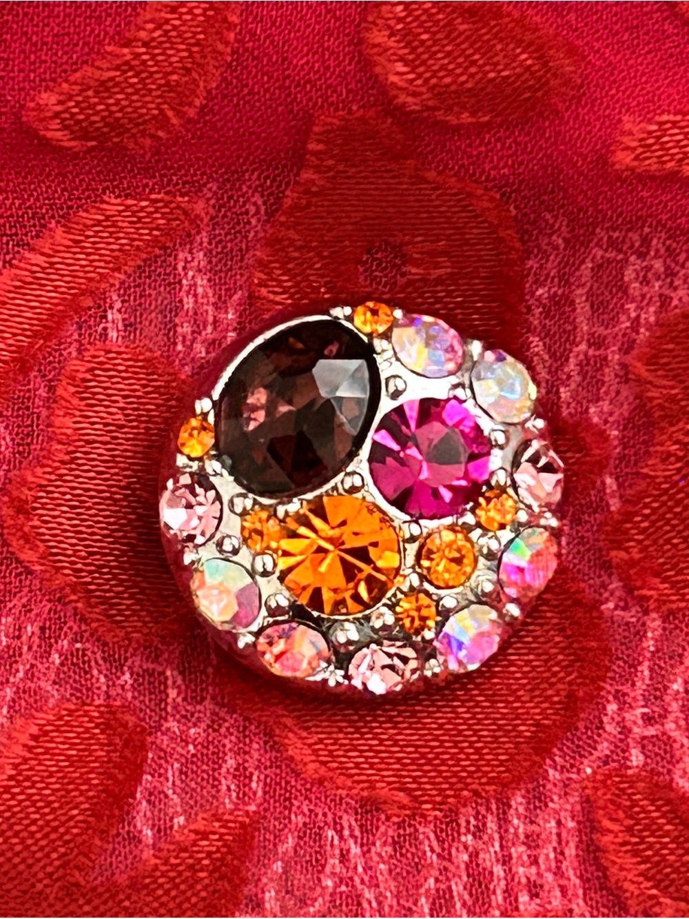 Magnolia and Vine 18mm Silver-Tone Multicolor Crystal Snap